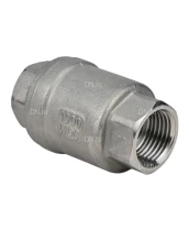 Клапан обратный DN.ru VCS3232P-T 1/2″ Ду15 Ру16 резьбовой, пружинный, корпус - нержавеющая сталь 316, диск - нержавеющая сталь 316, уплотнение - PTFE
