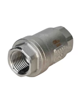 Клапан обратный DN.ru VCS3232P-T 1/2″ Ду15 Ру63 резьбовой, пружинный, корпус - нержавеющая сталь 316, диск - нержавеющая сталь 316, уплотнение - PTFE