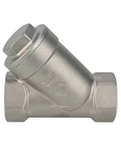 Клапан обратный DN.ru VCSY3232P-T 1/4″ Ду8 Ру40 Y-образный, резьбовой, пружинный, корпус - нержавеющая сталь 316, диск - нержавеющая сталь 316, уплотнение - PTFE