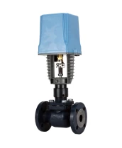 Клапан регулирующий двухходовой DN.ru 25ч945п VRg1-11M-LED-F Ду15 Ру16 Kvs2,5, серый чугун СЧ20, фланцевый, Tmax до 150°С с электроприводом DAV 1500 - 220B