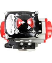 Кран шаровой DN.ru BV3232P(4pc)-SP-3WL-T-ISO-H Ду80 Ру40 стандартнопроходной трехходовой L-тип, нерж. сталь SS316, внутренняя резьба, уплотнение - PTFE, пн.приводом PA-DA-083, пн.распределителем 4M310-08 24В и блоком концевых выключателей APL-210N