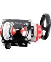 Кран шаровой DN.ru BV3232P(4pc)-SP-3WL-T-ISO-H Ду40 Ру63 стандартнопроходной трехходовой L-тип, нерж. сталь SS316, внутренняя резьба, PTFE, пн.приводом PA-DA-065, пн.распределителем 4M310-08 24В, БКВ APL-210N и ручным дублером MON1-250-T26-ISO