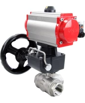 Кран шаровой DN.ru BV3232P(4pc)-SP-3WL-T-ISO-H Ду40 Ру63 стандартнопроходной трехходовой L-тип, нерж. сталь SS316, внутренняя резьба, уплотнение - PTFE, пн.приводом PA-DA-065, пн.распределителем 4M310-08 24В и ручным дублером MON1-250-T26-ISO