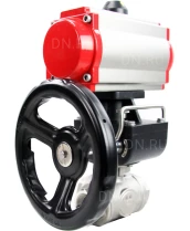 Кран шаровой DN.ru BV3232P(4pc)-SP-3WL-T-ISO-H Ду40 Ру63 стандартнопроходной трехходовой L-тип, нерж. сталь SS316, внутренняя резьба, уплотнение - PTFE, пн.приводом PA-DA-065, пн.распределителем 4M310-08 24В и ручным дублером MON1-250-T26-ISO