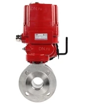 Кран шаровой DN.ru BV3232P(2pc)-FP-F-ISO-H Ду50 Ру40 полнопроходной двухходовой, нержавеющая сталь 316, фланцевый, уплотнение - PTFE, с электроприводом QT-EX-010EM-O2-220VAC-У1