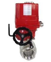 Кран шаровой DN.ru BV3232P(2pc)-FP-T-ISO-H Ду40 Ру63 полнопроходной двухходовой, нержавеющая сталь 316, внутренняя резьба, уплотнение - PTFE, со взрывозащищенным электроприводом DN.ru QT-EX-010EM-O2-220VAC-У1