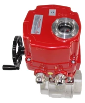 Кран шаровой DN.ru BV3232P(2pc)-FP-T-ISO-H Ду65 Ру40 полнопроходной двухходовой, нержавеющая сталь 316, внутренняя резьба, уплотнение - PTFE, со взрывозащищенным электроприводом DN.ru QT-EX-020EM-O2-220VAC-У1