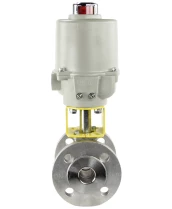 Кран шаровой DN.ru BV3232P(2pc)-FP-F-ISO-H Ду20 Ру40 полнопроходной двухходовой, нержавеющая сталь 316, фланцевый, уплотнение - PTFE, с электроприводом ГЗ-ОФ-25/5,5К 220В