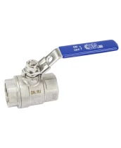 Кран шаровой DN.ru BV3232P(2pс)-FP-T-H Ду25 Ру63 полнопроходной двухходовой, нержавеющая сталь 316 CF8M, внутренняя резьба, уплотнение - PTFE, ручка-рычаг