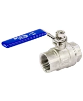 Кран шаровой DN.ru BV3232P(2pс)-FP-T-H Ду25 Ру63 полнопроходной двухходовой, нержавеющая сталь 316 CF8M, внутренняя резьба, уплотнение - PTFE, ручка-рычаг