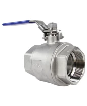 Кран шаровой DN.ru BV3232P(2pс)-FP-T-H Ду65 Ру40 полнопроходной двухходовой, нержавеющая сталь 316 CF8M, внутренняя резьба, уплотнение - PTFE, ручка-рычаг