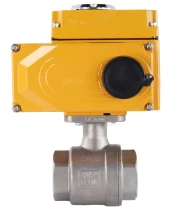 Кран шаровой DN.ru BV3232P(2pc)-FP-T-ISO-H Ду40 Ру63 полнопроходной двухходовой, нержавеющая сталь 316, внутренняя резьба, уплотнение - PTFE, с электроприводом четвертьоборотным QT-N-005EM-O1-220VAC-У1