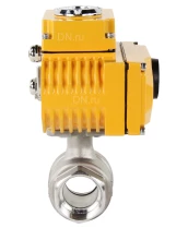 Кран шаровой DN.ru BV3232P(2pc)-FP-T-ISO-H Ду40 Ру63 полнопроходной двухходовой, нержавеющая сталь 316, внутренняя резьба, уплотнение - PTFE, с электроприводом четвертьоборотным QT-N-005EM-O1-220VAC-У1