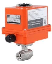 Кран шаровой DN.ru BV3232P(2pc)-FP-T-ISO-H Ду15 Ру63 полнопроходной двухходовой, нержавеющая сталь 316, внутренняя резьба, уплотнение - PTFE, с электроприводом четвертьоборотным QT-N-003EM-O1-220VAC-У1 MINI