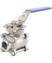 Кран шаровой DN.ru BV3232P(3pc)-FP-W-ISO-H Ду10 Ру63 полнопроходной двухходовой, нержавеющая сталь SS316, под приварку, уплотнение - PTFE, с ISO фланцем и рукояткой