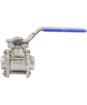 Кран шаровой DN.ru BV3232P(3pc)-FP-W-ISO-H Ду10 Ру63 полнопроходной двухходовой, нержавеющая сталь SS316, под приварку, уплотнение - PTFE, с ISO фланцем и рукояткой
