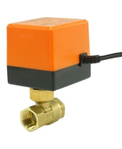 Кран шаровой DN.ru BV0030NP-SP-T-ED Ду15 Ру16 стандартнопроходной двухходовой, латунь, внутренняя резьба, уплотнение - нитриловый каучук / PTFE, с электроприводом 220В без концевых выключателей