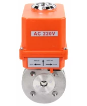 Кран шаровой DN.ru BV3232P-FP-Fb-ISO-H Ду15 Ру16, корпус - сталь 316, уплотнение - PTFE, полнопроходной, межфланцевый с электроприводом DN.ru QT-N-003EM-O1-220VAC-У1 MINI
