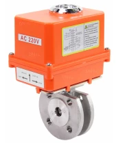 Кран шаровой DN.ru BV3232P-FP-Fb-ISO-H Ду15 Ру16, корпус - сталь 316, уплотнение - PTFE, полнопроходной, межфланцевый с электроприводом DN.ru QT-N-003EM-O1-220VAC-У1 MINI