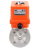 Кран шаровой DN.ru BV3232P-FP-Fb-ISO-H Ду20 Ру16, корпус - сталь 316, уплотнение - PTFE, полнопроходной, межфланцевый с электроприводом DN.ru QT-N-003EM-O1-220VAC-У1 MINI