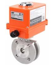 Кран шаровой DN.ru BV3232P-FP-Fb-ISO-H Ду20 Ру16, корпус - сталь 316, уплотнение - PTFE, полнопроходной, межфланцевый с электроприводом DN.ru QT-N-003EM-O1-220VAC-У1 MINI