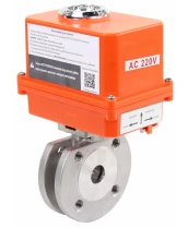 Кран шаровой DN.ru BV3232P-FP-Fb-ISO-H Ду20 Ру16, корпус - сталь 316, уплотнение - PTFE, полнопроходной, межфланцевый с электроприводом DN.ru QT-N-003EM-O1-220VAC-У1 MINI