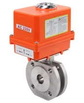 Кран шаровой DN.ru BV3232P-FP-Fb-ISO-H Ду25 Ру16, корпус - сталь 316, уплотнение - PTFE, полнопроходной, межфланцевый с электроприводом DN.ru QT-N-003EM-O1-220VAC-У1 MINI