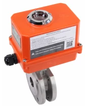 Кран шаровой DN.ru BV3232P-FP-Fb-ISO-H Ду25 Ру16, корпус - сталь 316, уплотнение - PTFE, полнопроходной, межфланцевый с электроприводом DN.ru QT-N-003EM-O1-220VAC-У1 MINI
