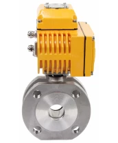 Кран шаровой DN.ru BV3232P-FP-Fb-ISO-H Ду32 Ру16, корпус - сталь 316, уплотнение - PTFE, полнопроходной, межфланцевый с электроприводом DN.ru QT-N-003EM-O1-220VAC-У1