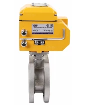 Кран шаровой DN.ru BV3232P-FP-Fb-ISO-H Ду32 Ру16, корпус - сталь 316, уплотнение - PTFE, полнопроходной, межфланцевый с электроприводом DN.ru QT-N-003EM-O1-220VAC-У1