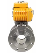 Кран шаровой DN.ru BV3232P-FP-Fb-ISO-H Ду80 Ру16, корпус - сталь 316, уплотнение - PTFE, полнопроходной, межфланцевый с электроприводом DN.ru QT-N-015EM-O1-220VAC-У1