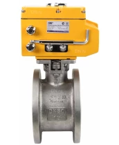Кран шаровой DN.ru BV3232P-FP-Fb-ISO-H Ду80 Ру16, корпус - сталь 316, уплотнение - PTFE, полнопроходной, межфланцевый с электроприводом DN.ru QT-N-015EM-O1-220VAC-У1