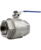 Кран шаровой DN.ru BV3232P(2pс)-FP-T-H Ду100 Ру40 полнопроходной двухходовой, нержавеющая сталь 316 CF8M, внутренняя резьба, уплотнение - PTFE, ручка-рычаг