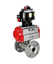 Кран шаровой DN.ru BV3232P(3pc)-FP-F-ISO-H Ду65 Ру25 фланцевый, полнопроходной, трехсоставной, корпус - нержавеющая сталь SS316, уплотнение - PTFE, с пневмоприводом DN.ru PA-DA-105 и БКВ APL-510N-EX