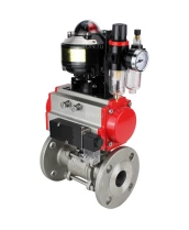 Кран шаровой DN.ru BV3131P(3pc)-FP-F-ISO-H Ду100 Ру16 полнопроходной трехсоставной, фланцевый, нержавеющая сталь 304, уплотнение - PTFE, 22х22, F10, WDVF, с пневмоприводом DN.ru PA-SA-140, пневмораспределителем 4M310-08 220В, БКВ APL-510N EX и БПВ AFC2000