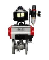 Кран шаровой DN.ru BV3232P(2pc)-FP-F-ISO-H Ду15 Ру40 фланцевый, полнопроходной, двухсоставной, корпус - нерж. сталь SS316, уплотнение - PTFE, с пн.приводом DN.ru PA-DA-052 пн.распределителем 4M310-08 24В БПВ AFC2000 БКВ APL-510N-EX