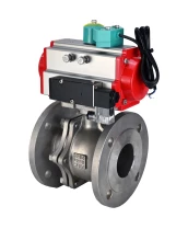 Кран шаровой DN.ru BV3232P(2pc)-FP-F-ISO-R Ду200 Ру16 полнопроходной, фланцевый, корпус - нержавеющая сталь 316, уплотнение - PTFE, с пневмоприводом PA-DA-140, пневмораспределителем 4M310-08 220В и магнитным переключателем ALS200D