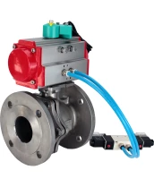 Кран шаровой DN.ru BV3232P(2pc)-FP-F-ISO-R Ду250 Ру16 полнопроходной, фланцевый, корпус - нержавеющая сталь 316, уплотнение - PTFE, с пневмоприводом PA-DA-160, пневмораспределителем 4V320-08 220В и магнитным переключателем ALS200D
