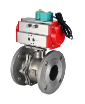 Кран шаровой DN.ru BV3232P(2pc)-FP-F-ISO-R Ду200 Ру16 полнопроходной, фланцевый, корпус - нержавеющая сталь 316, уплотнение - PTFE, с пневмоприводом PA-DA-140 и магнитным переключателем ALS200D