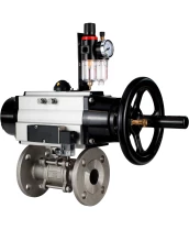 Кран шаровой DN.ru BV3232P(3pc)-FP-F-ISO-H Ду65 Ру40 фланцевый с ISO-фланцем, корпус - нержавеющая сталь 316, полнопроходной, уплотнение - PTFE, с пневмоприводом PA-DA-105-1, пневмораспределителем 4М310-08 24В, БПВ AFC2000
