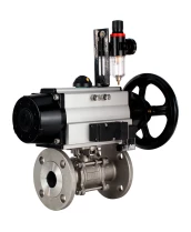 Кран шаровой DN.ru BV3232P(3pc)-FP-F-ISO-H Ду80 Ру40 фланцевый с ISO-фланцем, корпус - нержавеющая сталь 316, полнопроходной, уплотнение - PTFE, с пневмоприводом PA-DA-105-1, пневмораспределителем 4М310-08 24В, БПВ AFC2000