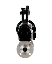 Кран шаровой DN.ru BV3232P(3pc)-FP-F-ISO-H Ду80 Ру40 фланцевый с ISO-фланцем, корпус - нержавеющая сталь 316, полнопроходной, уплотнение - PTFE, с пневмоприводом PA-DA-105-1, пневмораспределителем 4М310-08 24В, БПВ AFC2000