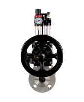 Кран шаровой DN.ru BV3232P(3pc)-FP-F-ISO-H Ду80 Ру40 фланцевый с ISO-фланцем, корпус - нержавеющая сталь 316, полнопроходной, уплотнение - PTFE, с пневмоприводом PA-DA-105-1, пневмораспределителем 4М310-08 24В, БПВ AFC2000