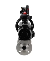 Кран шаровой DN.ru BV3232P(3pc)-FP-F-ISO-H Ду80 Ру40 фланцевый с ISO-фланцем, корпус - нержавеющая сталь 316, полнопроходной, уплотнение - PTFE, с пневмоприводом PA-DA-105-1, пневмораспределителем 4М310-08 220В, БКВ APL-210N, БПВ AFC2000