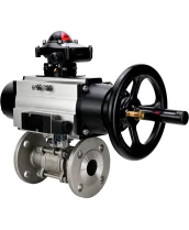 Кран шаровой DN.ru BV3232P(3pc)-FP-F-ISO-H Ду65 Ру40 фланцевый с ISO-фланцем, корпус - нержавеющая сталь 316, полнопроходной, уплотнение - PTFE, с пневмоприводом PA-DA-105-1, пневмораспределителем 4М310-08 24В, БКВ APL-210N
