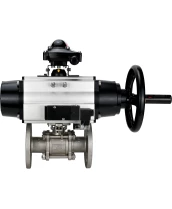 Кран шаровой DN.ru BV3232P(3pc)-FP-F-ISO-H Ду65 Ру40 фланцевый с ISO-фланцем, корпус - нержавеющая сталь 316, полнопроходной, уплотнение - PTFE, с пневмоприводом PA-DA-105-1, пневмораспределителем 4М310-08 220В, БКВ APL-210N