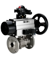 Кран шаровой DN.ru BV3232P(3pc)-FP-F-ISO-H Ду65 Ру40 фланцевый с ISO-фланцем, корпус - нержавеющая сталь 316, полнопроходной, уплотнение - PTFE, с пневмоприводом PA-DA-105-1, пневмораспределителем 4М310-08 220В, БКВ APL-210N