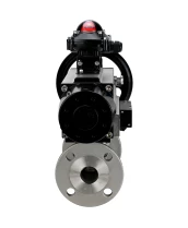 Кран шаровой DN.ru BV3232P(3pc)-FP-F-ISO-H Ду65 Ру40 фланцевый с ISO-фланцем, корпус - нержавеющая сталь 316, полнопроходной, уплотнение - PTFE, с пневмоприводом PA-DA-105-1, пневмораспределителем 4М310-08 220В, БКВ APL-210N