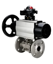 Кран шаровой DN.ru BV3232P(3pc)-FP-F-ISO-H Ду65 Ру40 фланцевый с ISO-фланцем, корпус - нержавеющая сталь 316, полнопроходной, уплотнение - PTFE, с пневмоприводом PA-DA-105-1, пневмораспределителем 4М310-08 220В, БКВ APL-210N