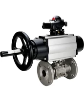Кран шаровой DN.ru BV3232P(3pc)-FP-F-ISO-H Ду65 Ру40 фланцевый с ISO-фланцем, корпус - нержавеющая сталь 316, полнопроходной, уплотнение - PTFE, с пневмоприводом PA-DA-105-1, пневмораспределителем 4М310-08 220В, БКВ APL-210N